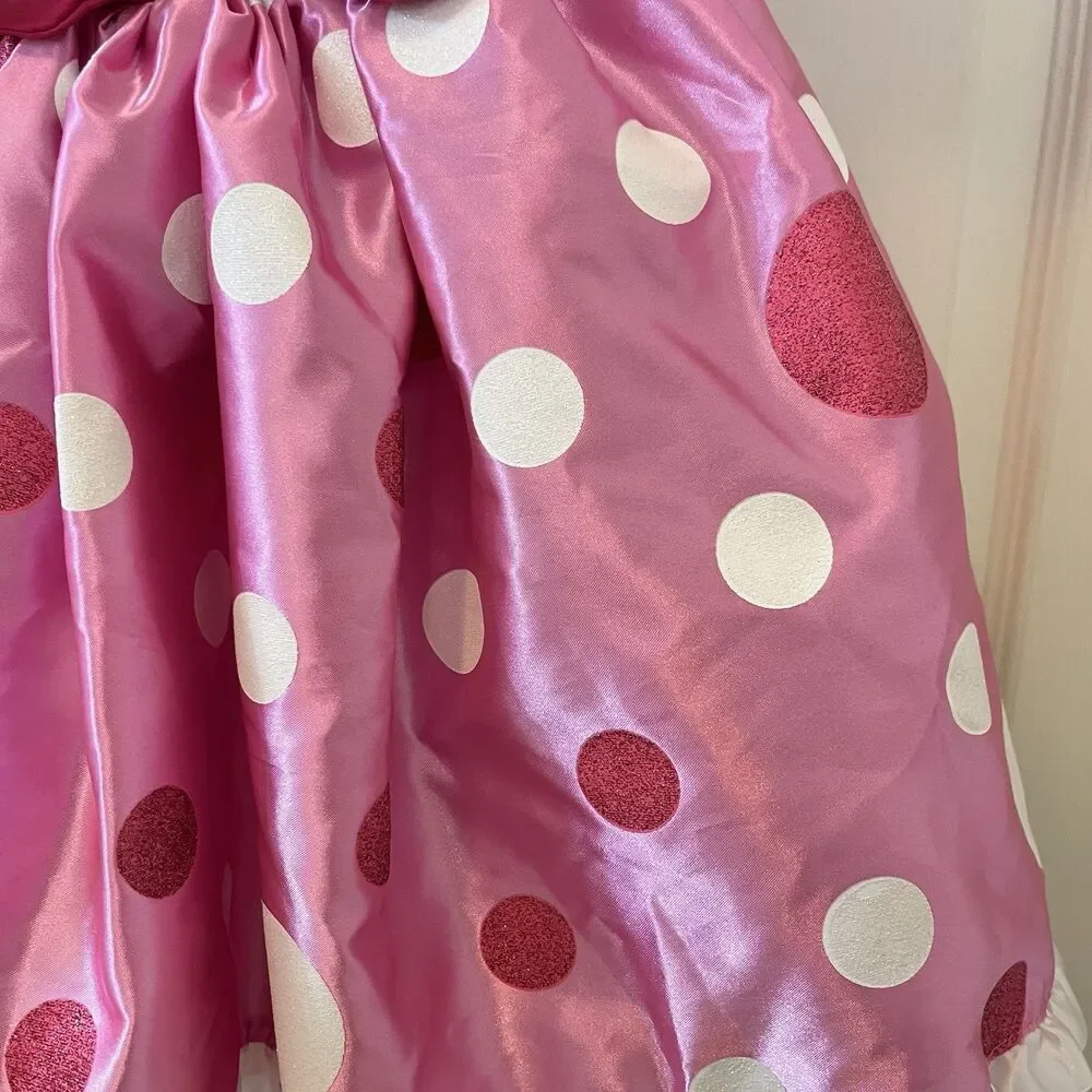 Disney Minnie Mouse Costume Dress Pink Glitter Polka Dots Bow Girls Size 3 - Picture 11 of 16
